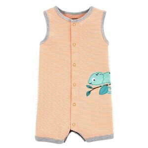 NWT Carters Boys Chameleon Snap Up Striped Romper Summer Sz Newborn NB